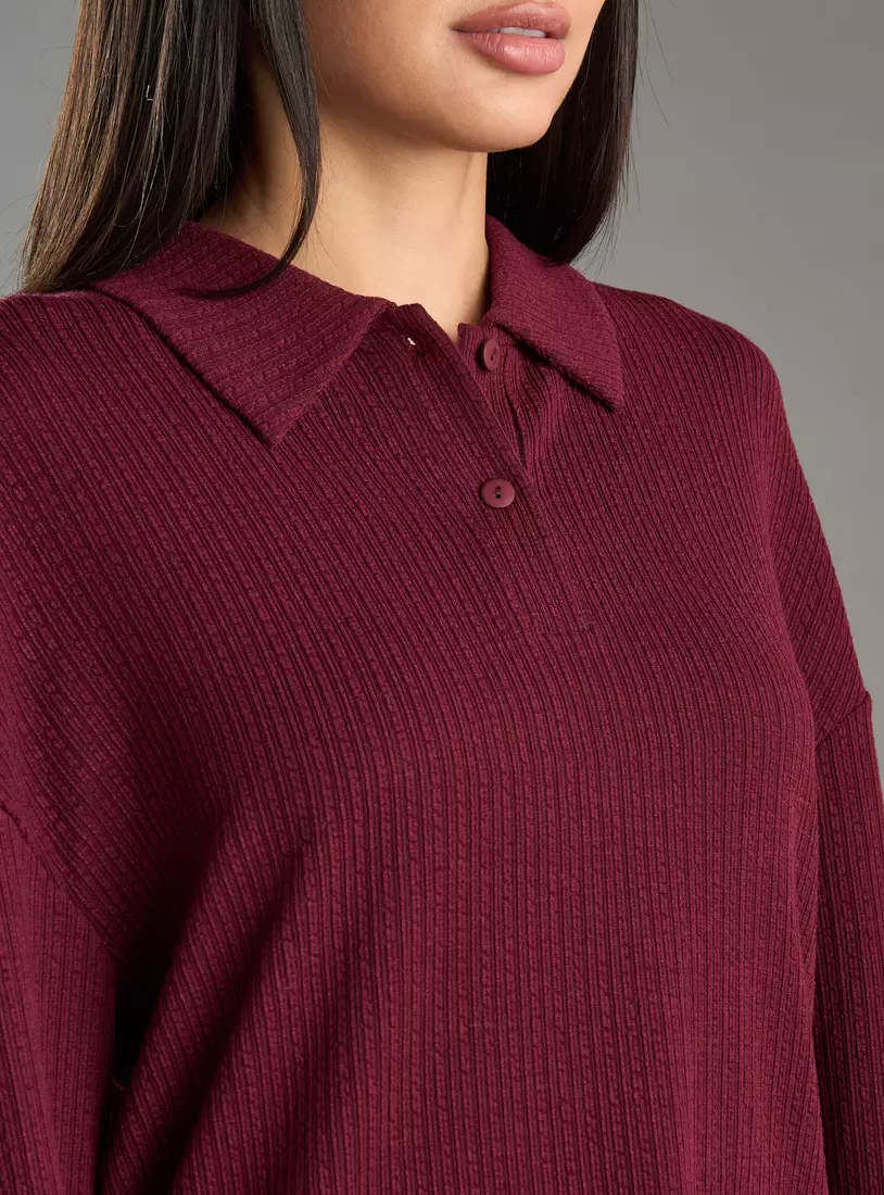 Ribbed Top with Collar-3