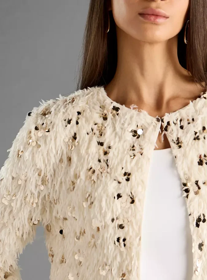 Sequin Embellished Fur Jacket-3