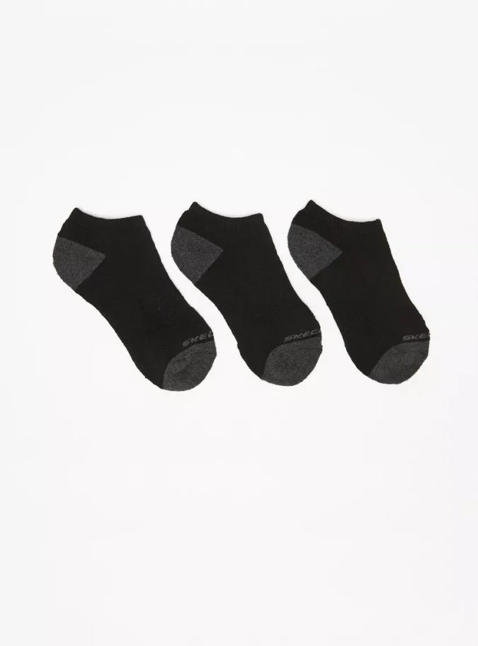Skechers Solid Ankle Length Sports Socks - Set of 3-1