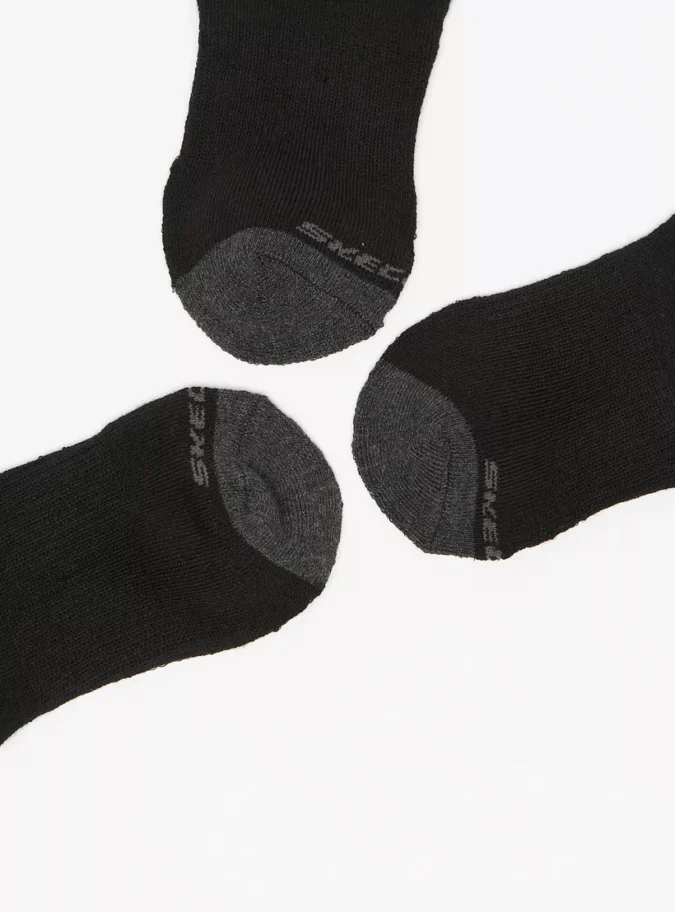 Skechers Solid Ankle Length Sports Socks - Set of 3-3