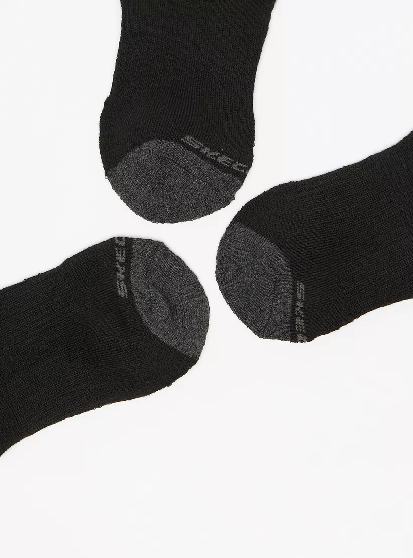 Skechers Solid Ankle Length Sports Socks - Set of 3-3