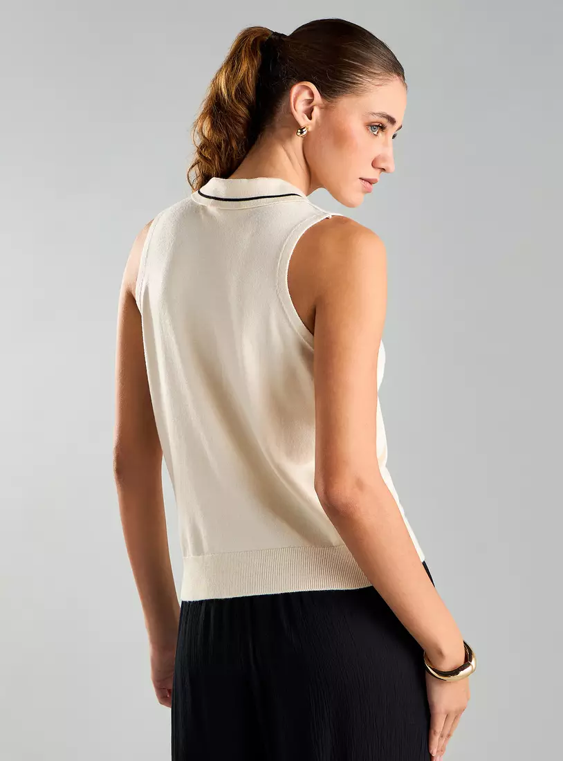 Sleeveless Polo Top-2