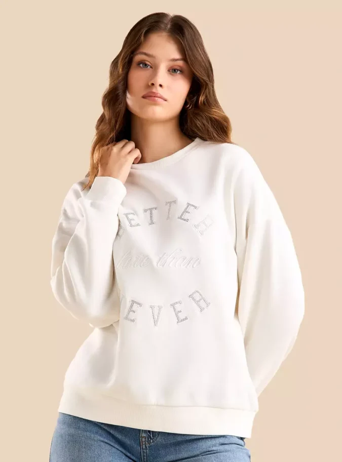 Slogan Embellished Sweatshirt-1