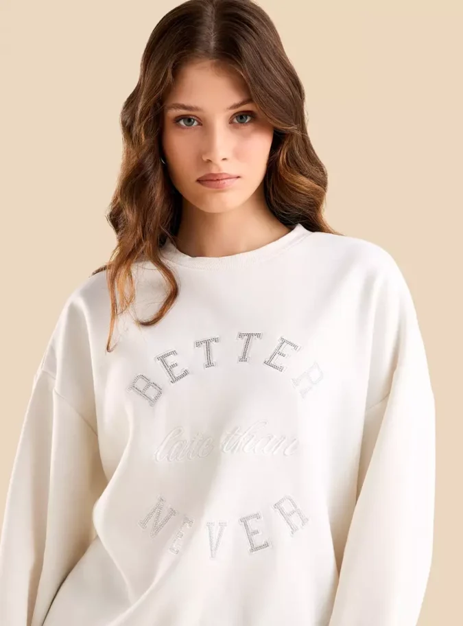 Slogan Embellished Sweatshirt-3