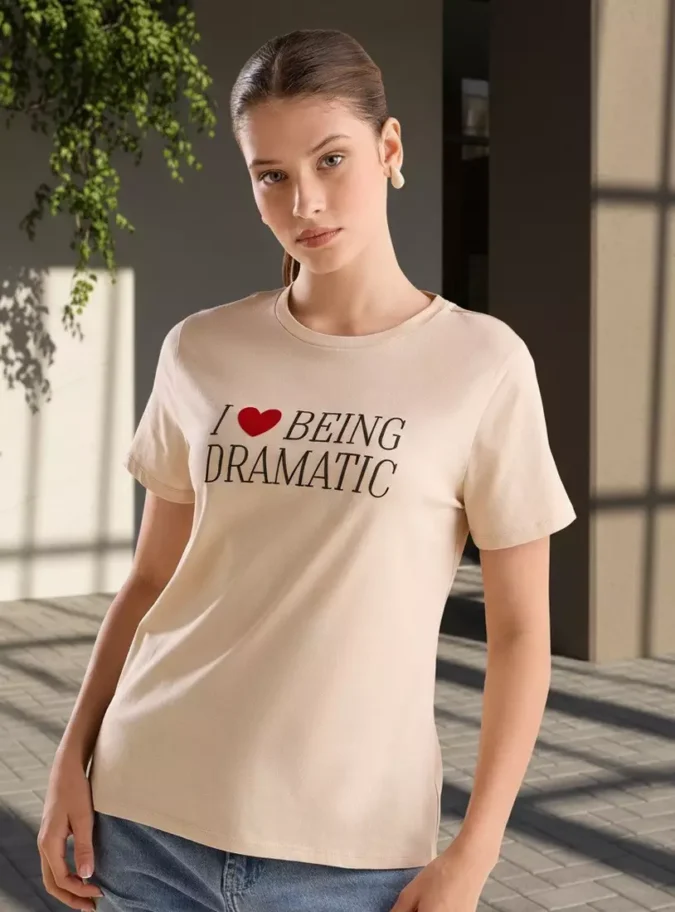 Slogan Print T-shirt-1