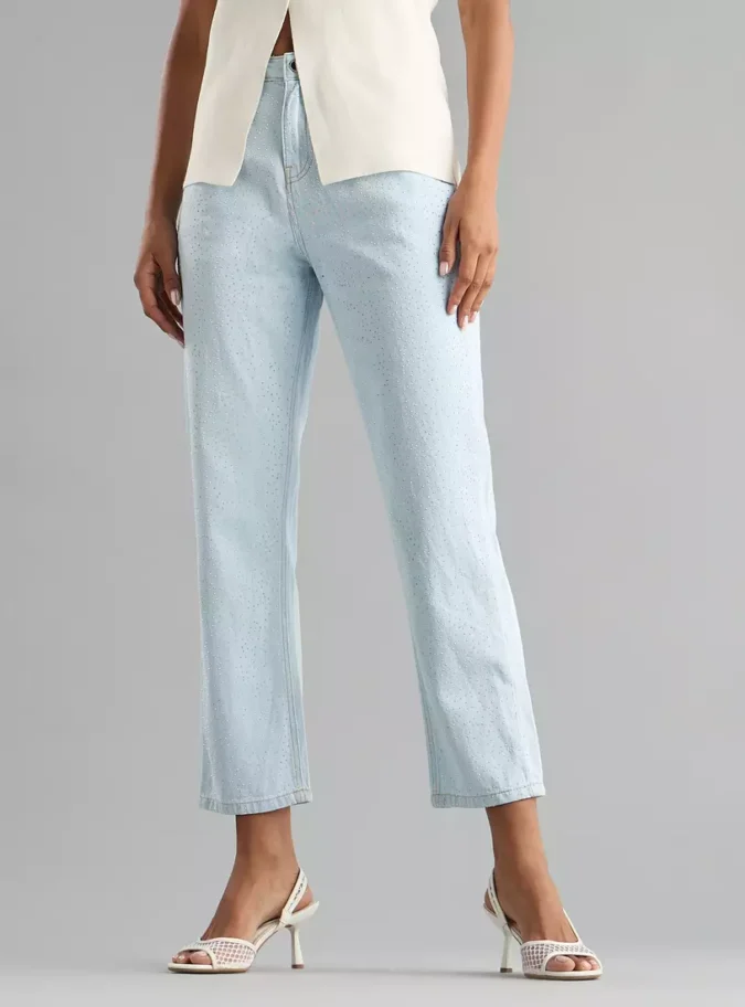 Straight High-Rise Embellished Jeans-1