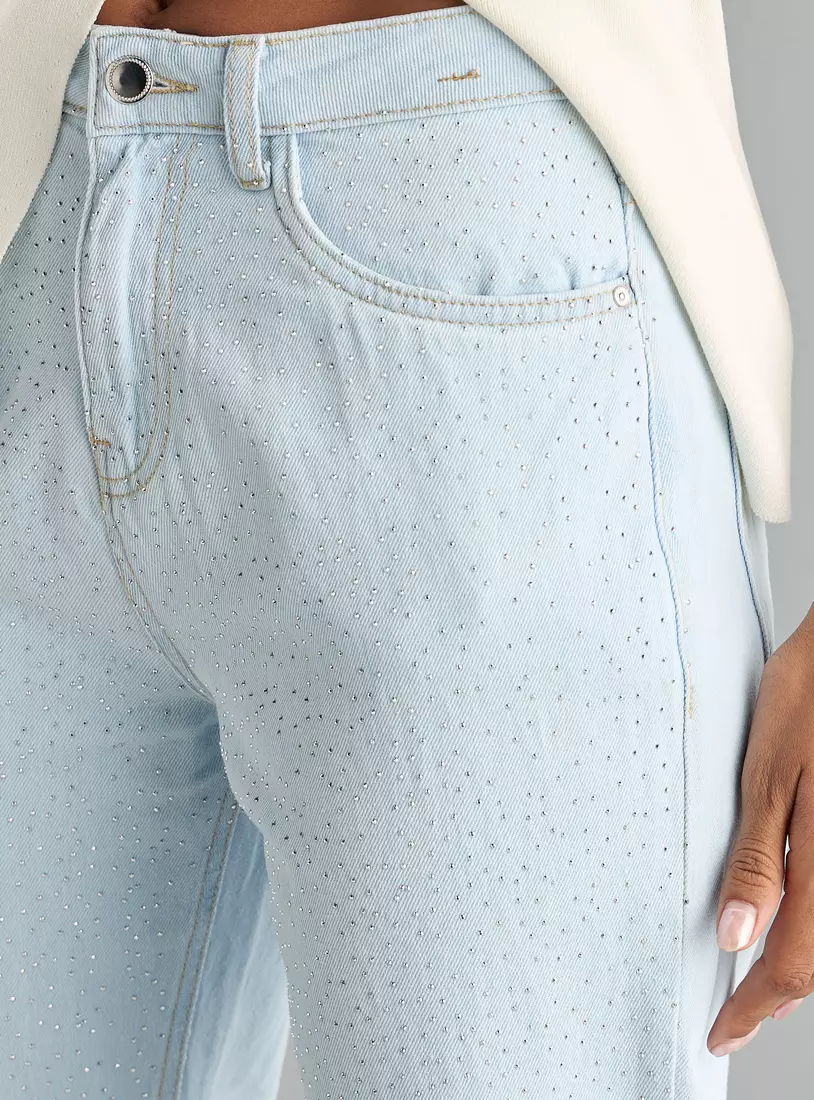 Straight High-Rise Embellished Jeans-3