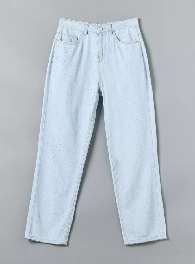 Straight High-Rise Embellished Jeans-4