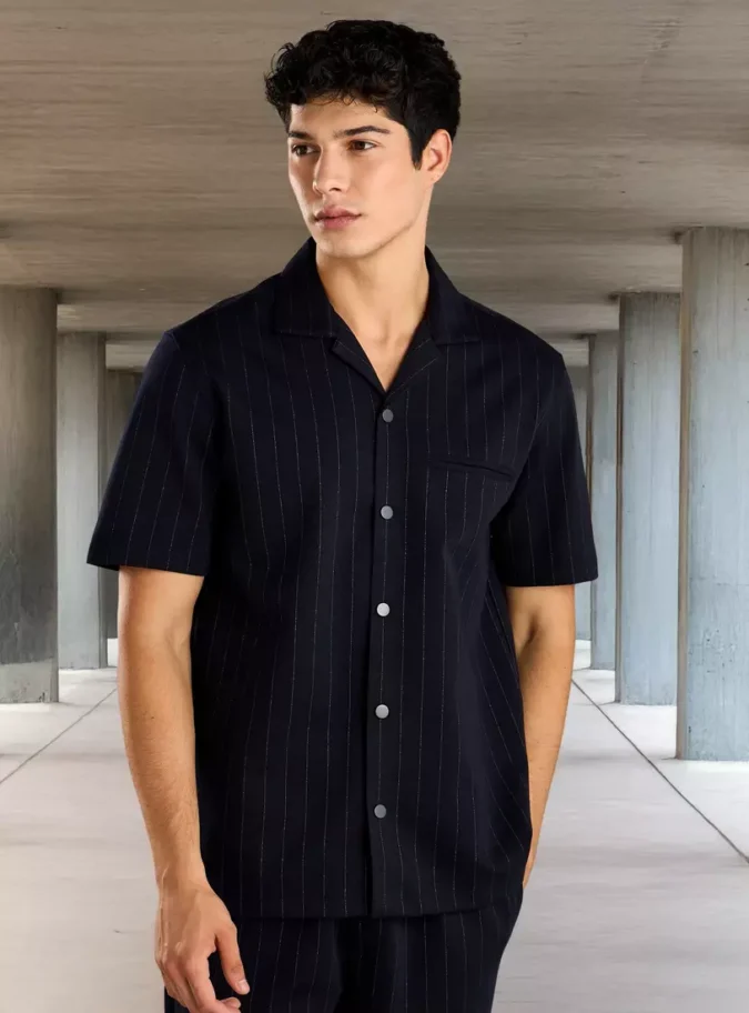 Striped Resort Collar Shirt-1