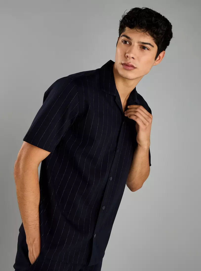 Striped Resort Collar Shirt-4
