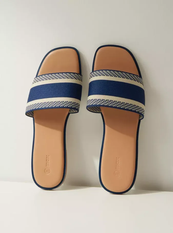 Striped Slip-On Flat Sandals-2