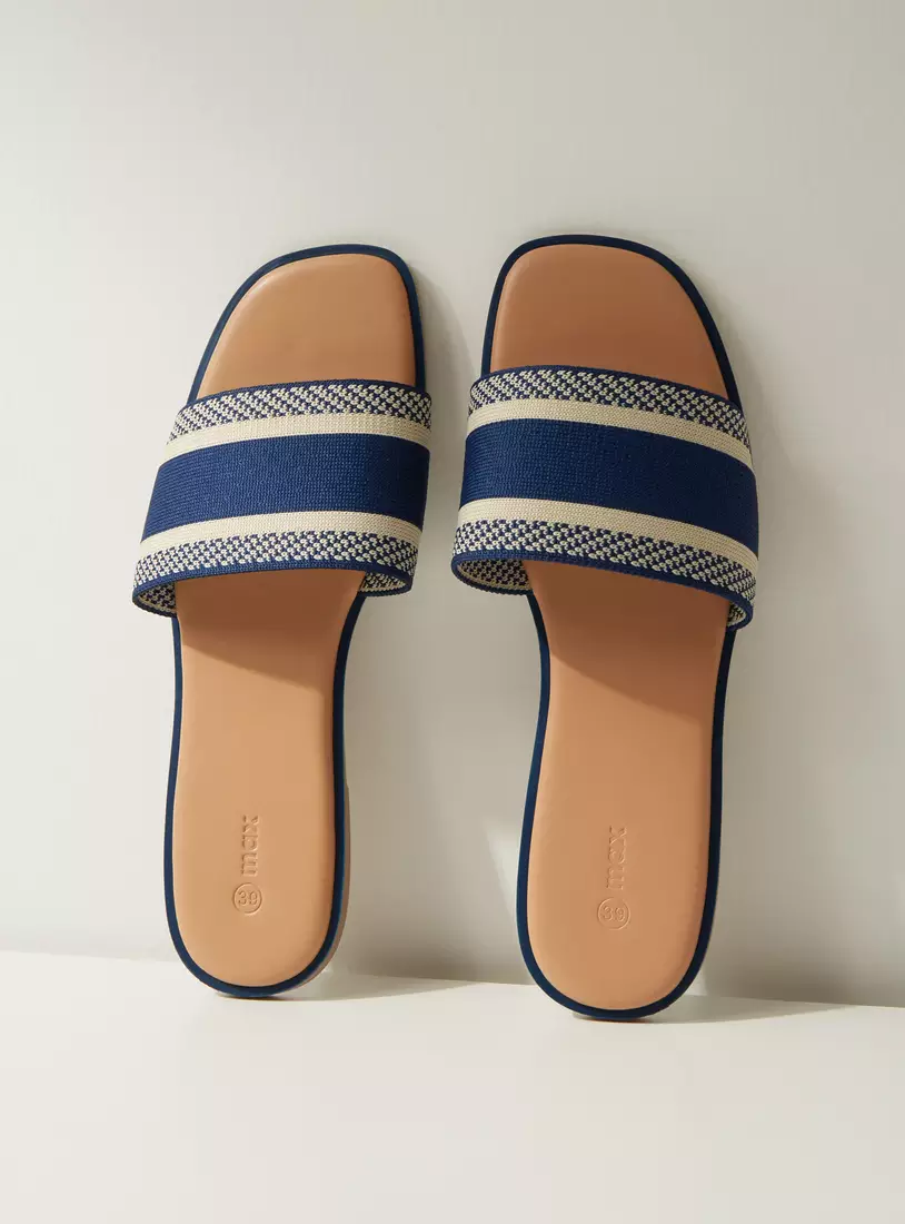 Striped Slip-On Flat Sandals-2