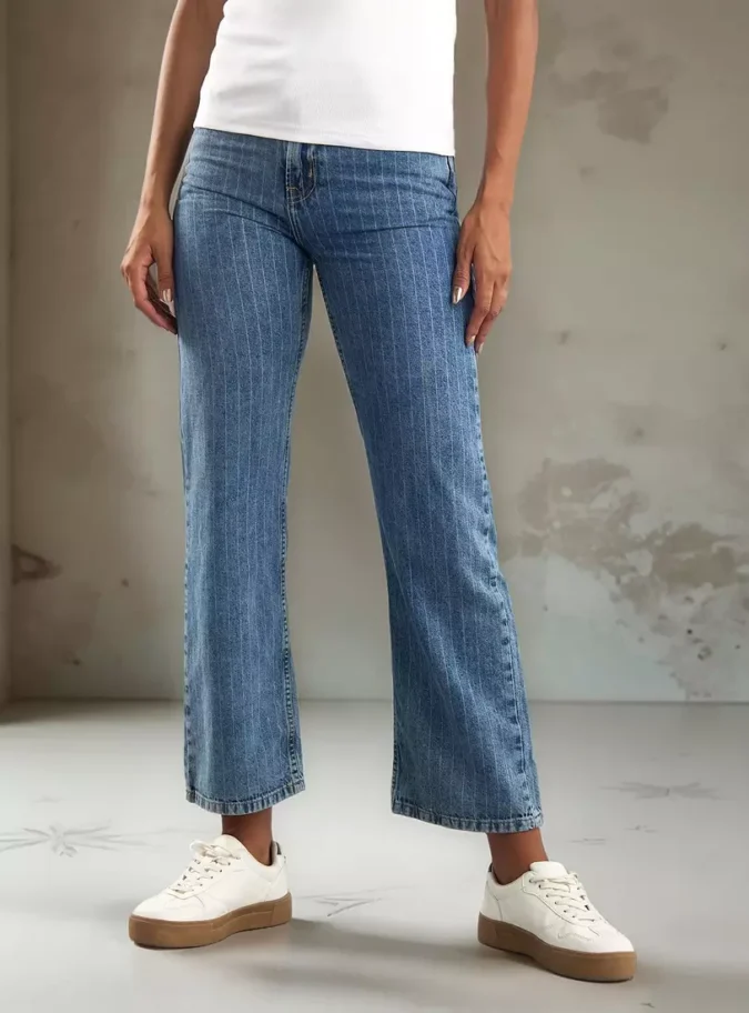 Striped Straight Fit Jeans-1