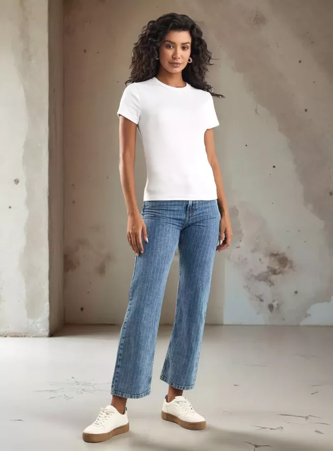 Striped Straight Fit Jeans-4