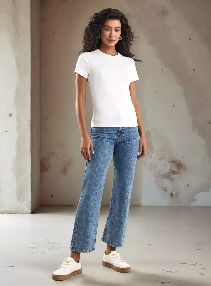 Striped Straight Fit Jeans-4