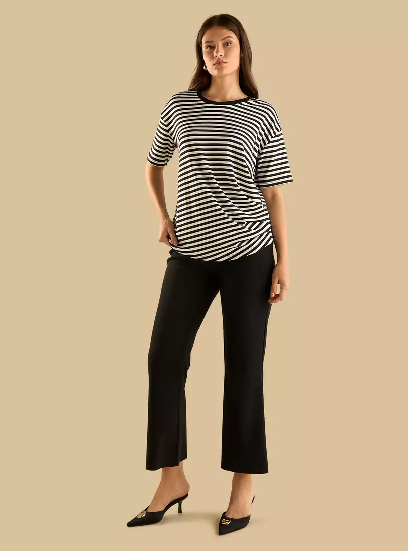 Striped T-shirt with Ruched Detail4