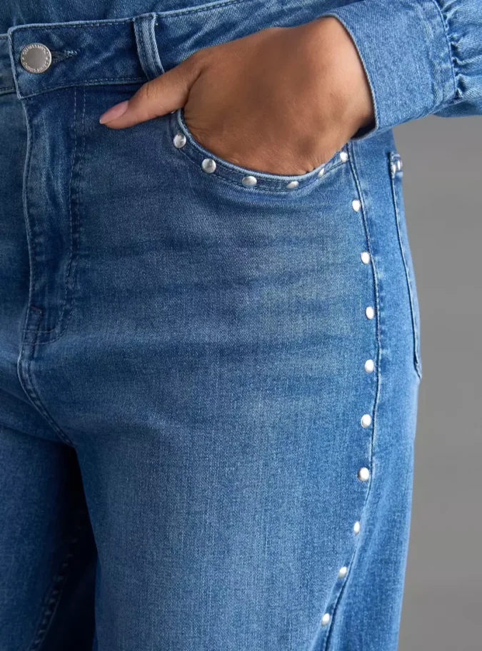 Studded Wide Leg Jeans-3