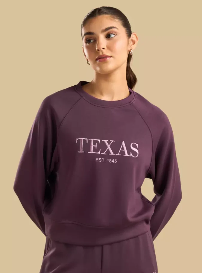 Texas Embroidered Raglan Sleeve Sweatshirt-1
