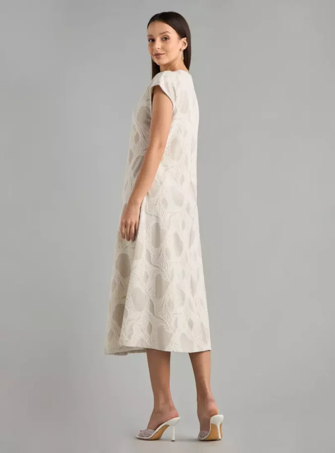 Textured A-line Midi Dress-2