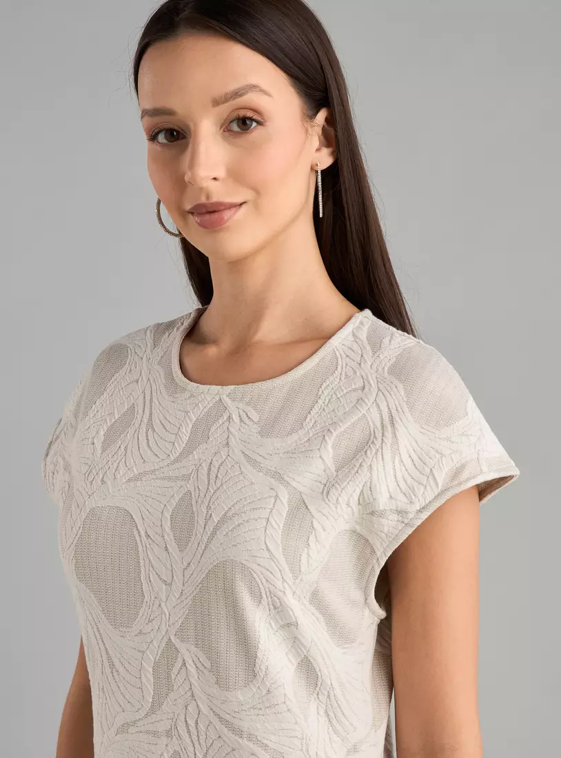 Textured A-line Midi Dress-3