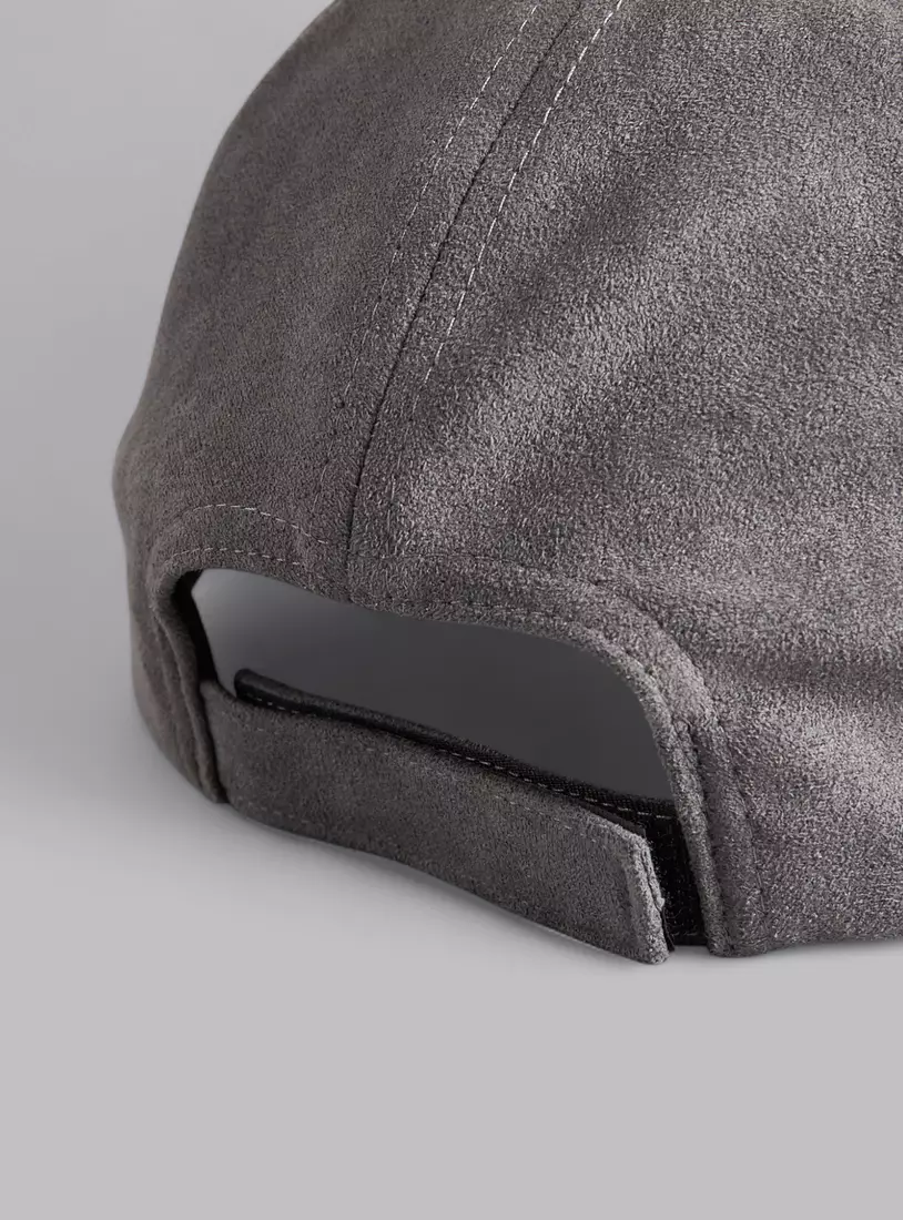 Textured Cap with Hook and Loop Strap Closure-4