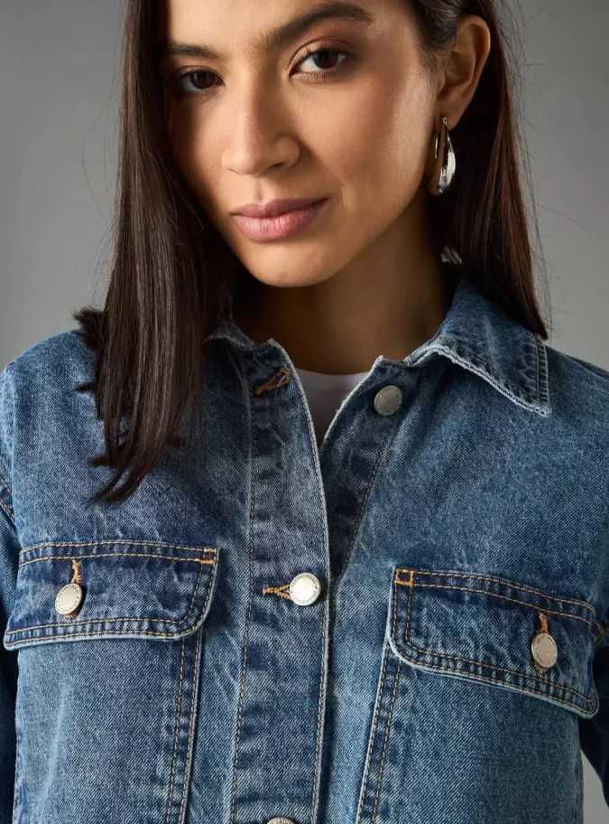 Textured Denim Jacket-3