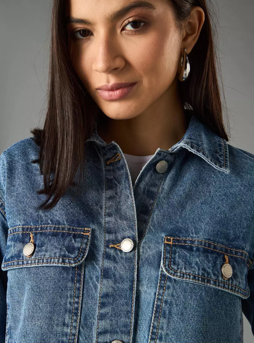 Textured Denim Jacket-3