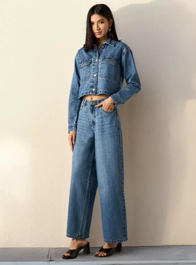 Textured Denim Jacket-4