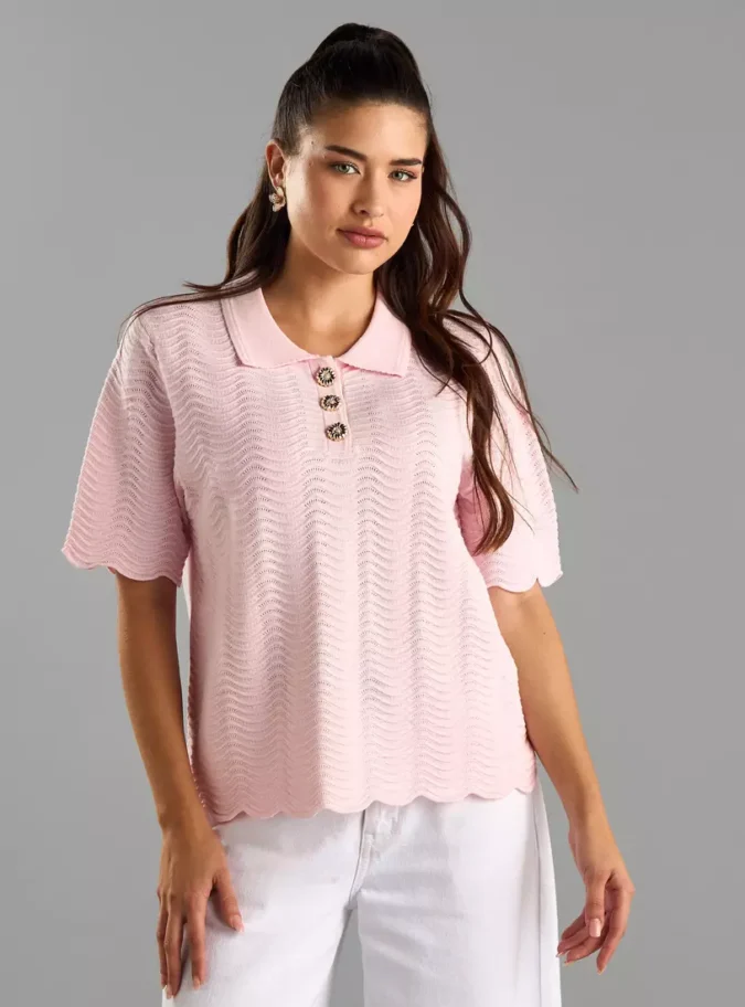 Textured Polo T-shirt-1