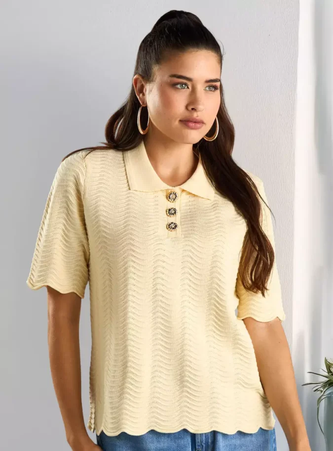 Textured Polo T-shirt-1