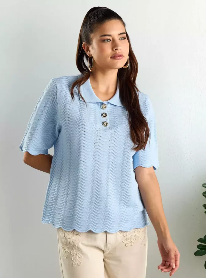 Textured Polo T-shirt-1