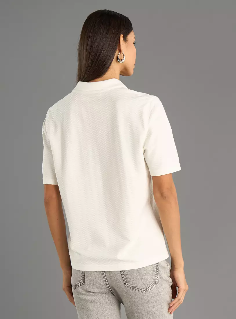 Textured Polo T-shirt-2