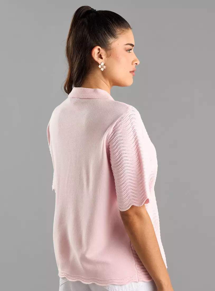 Textured Polo T-shirt-2