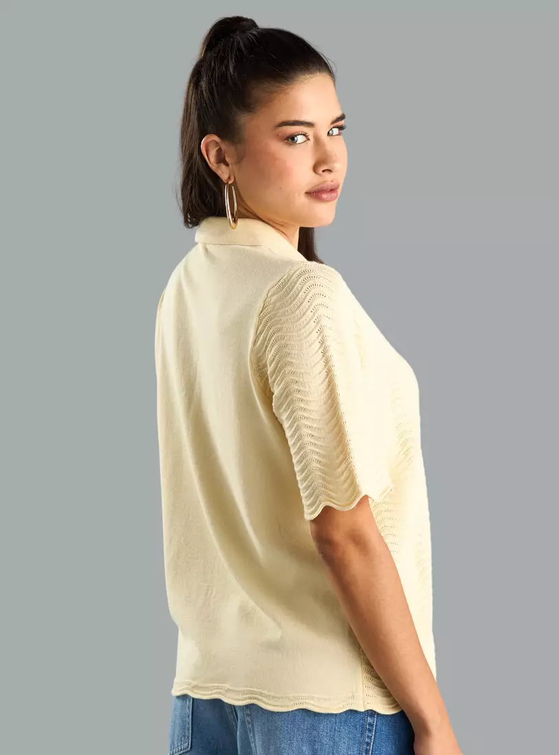 Textured Polo T-shirt-2