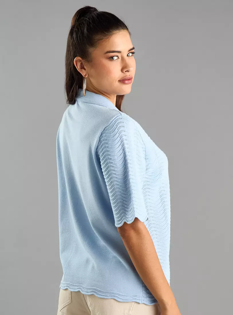 Textured Polo T-shirt-2