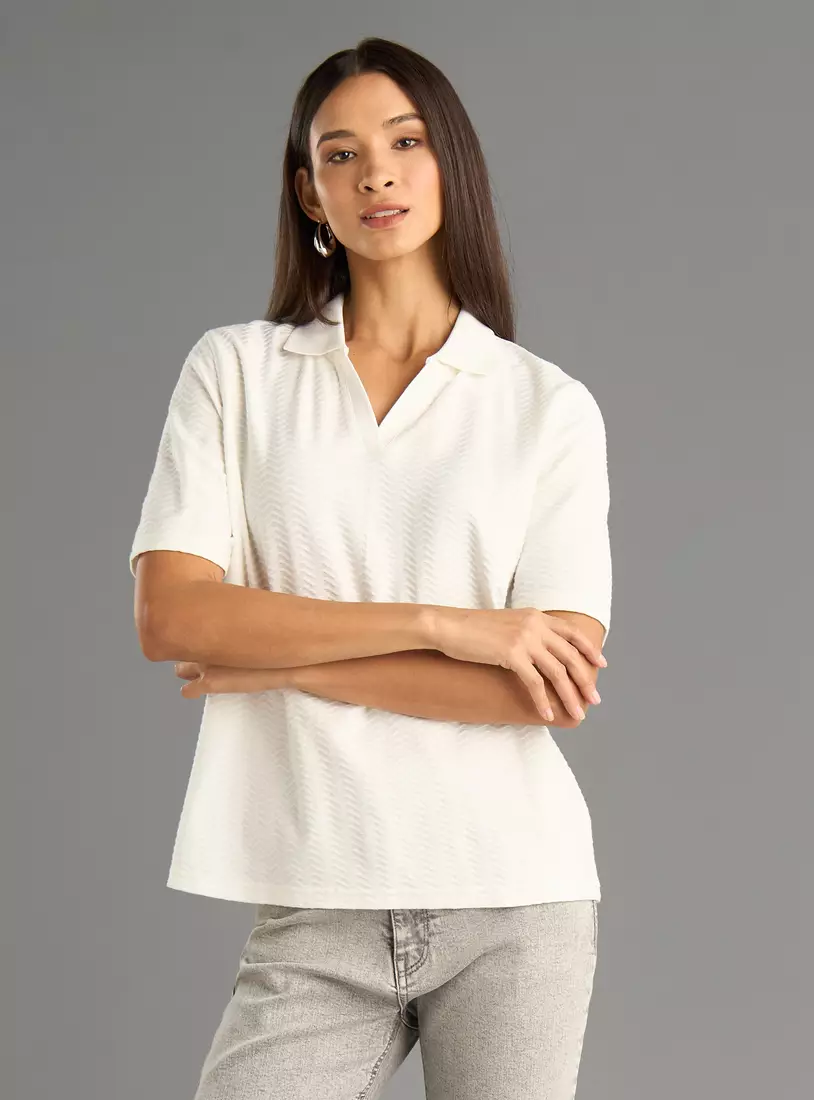 Textured Polo T-shirt-4