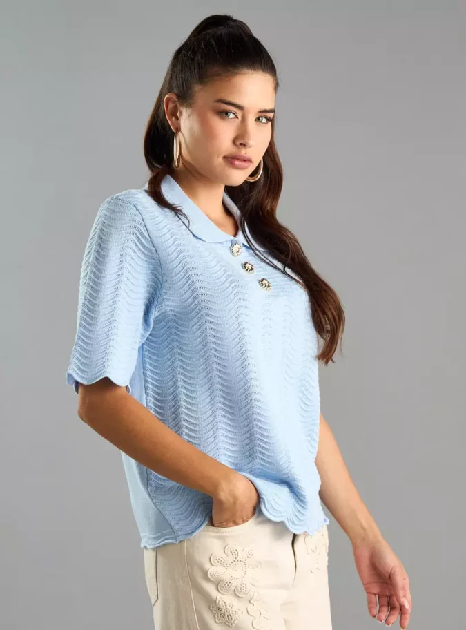 Textured Polo T-shirt-4