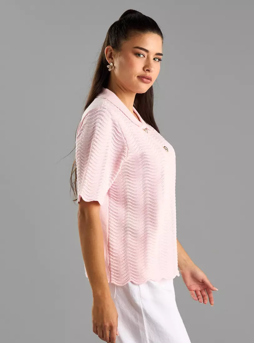 Textured Polo T-shirt-4