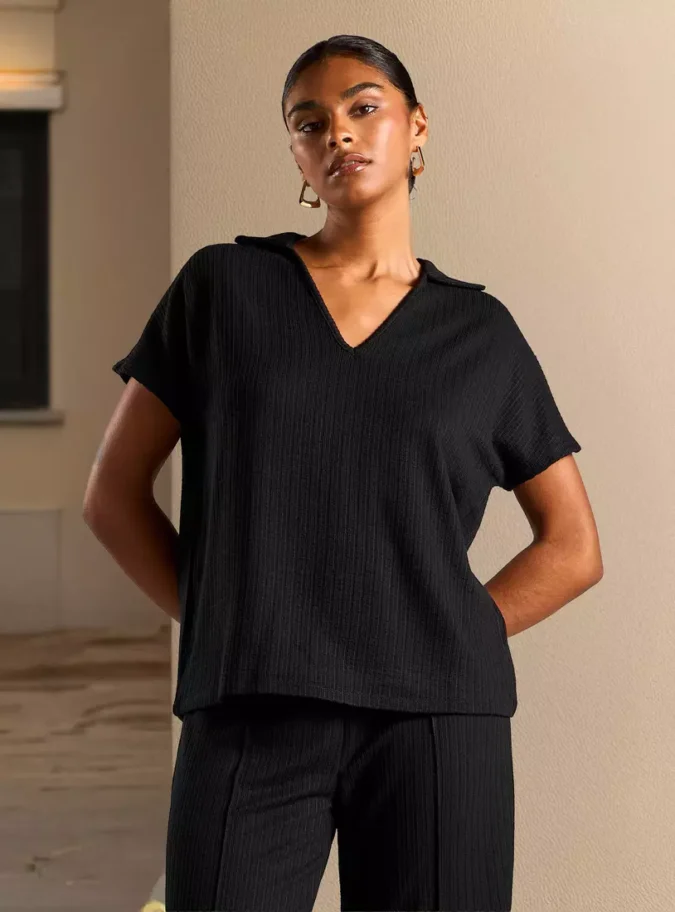 Textured Polo Top-1