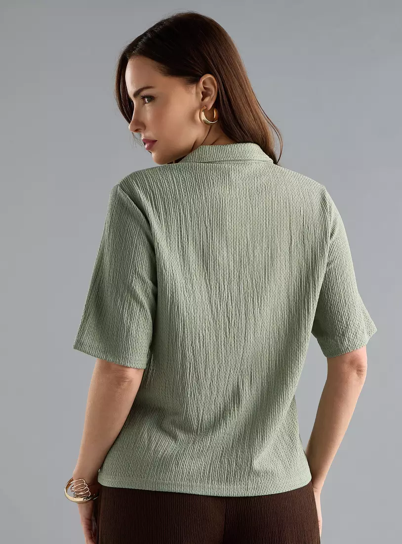 Textured Polo Top-2