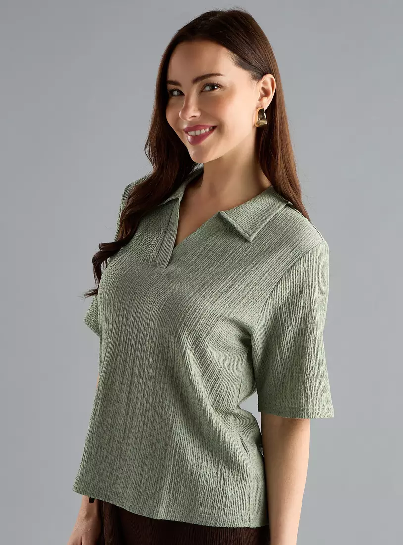 Textured Polo Top-4