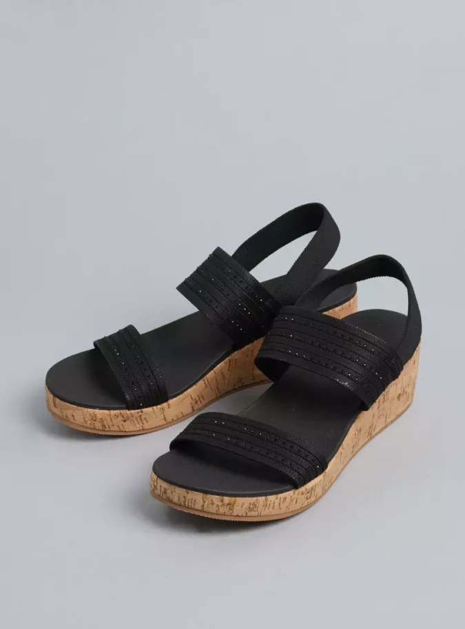 Textured Sandals with Wedge Heels and Backstrap-1
