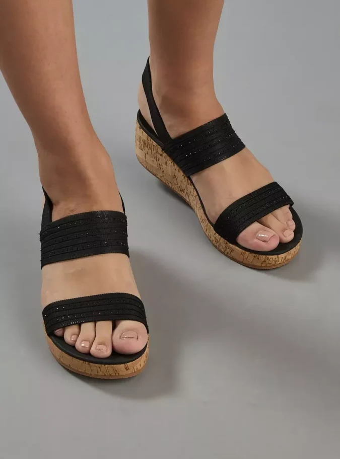 Textured Sandals with Wedge Heels and Backstrap-2