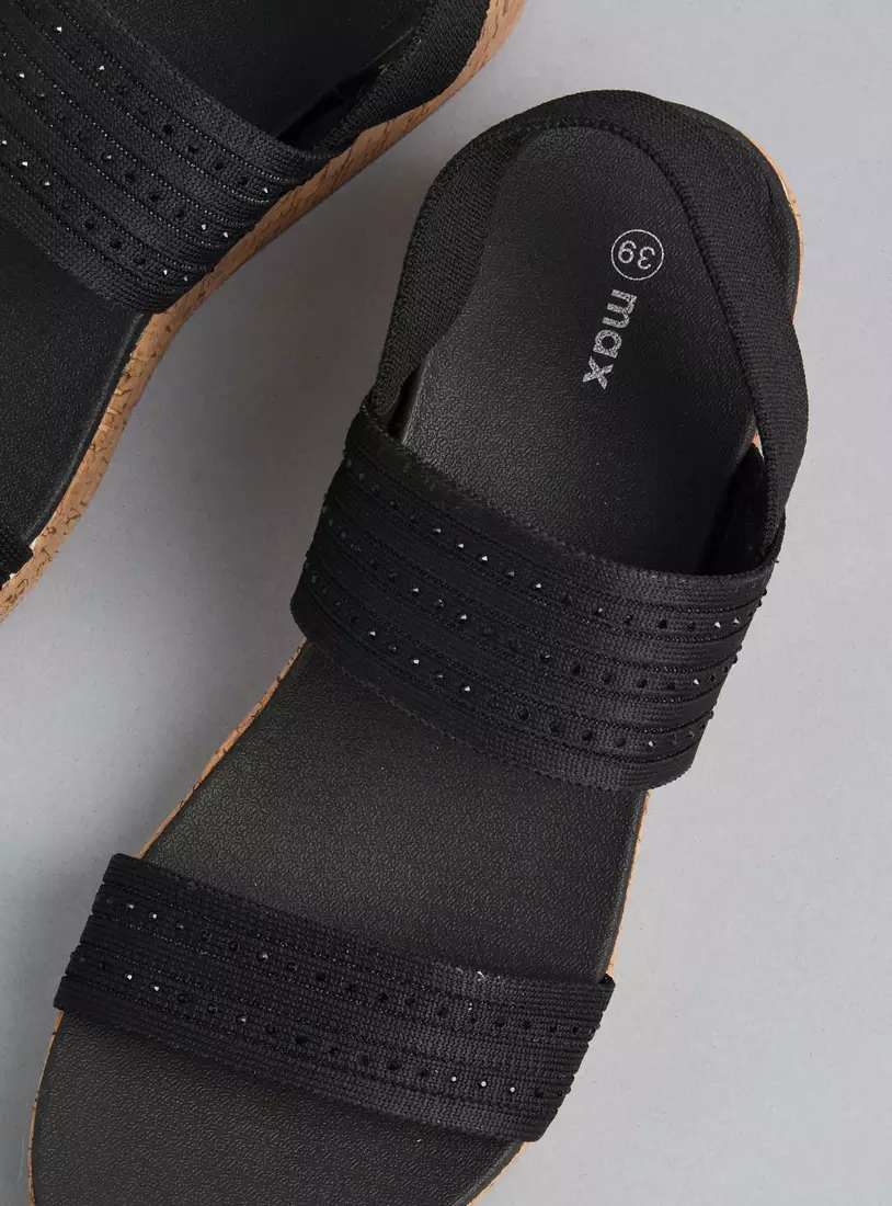 Textured Sandals with Wedge Heels and Backstrap-3