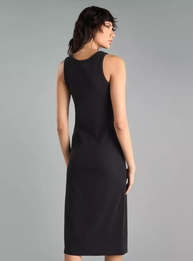 Textured Sleeveless Midi Dress-2