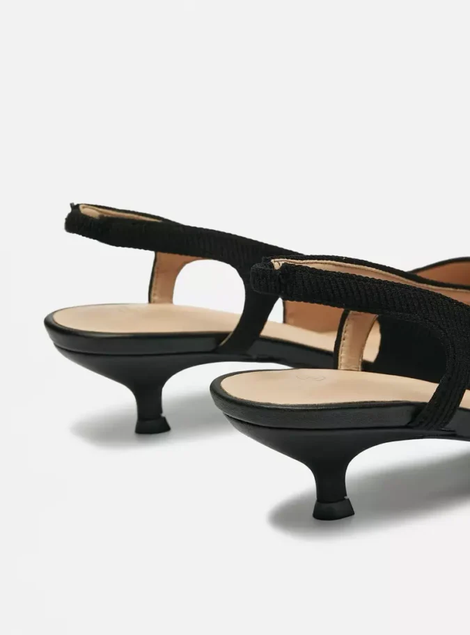 Textured Slingback Shoes with Kitten Heels-3