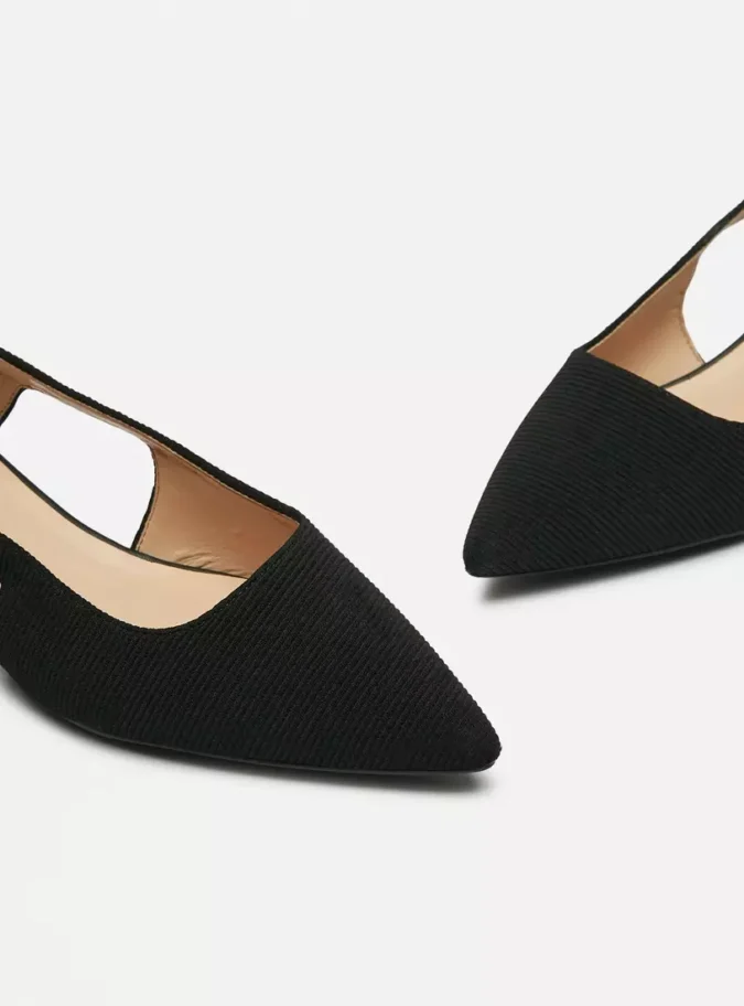 Textured Slingback Shoes with Kitten Heels-4