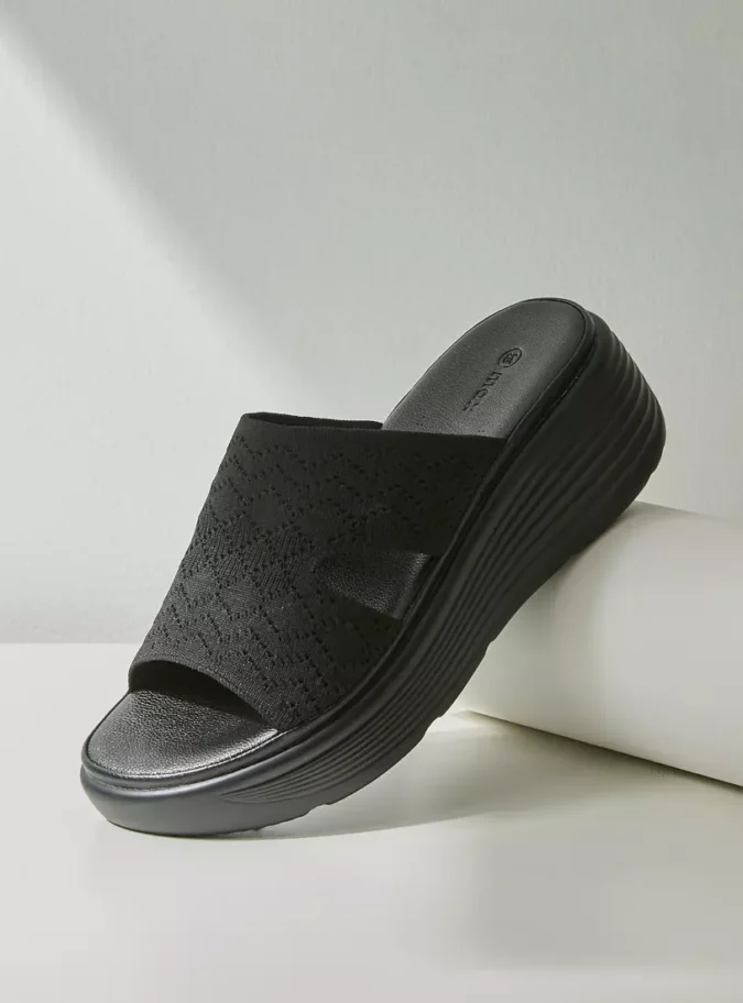 Textured Slip-On Comfort Sandals-1