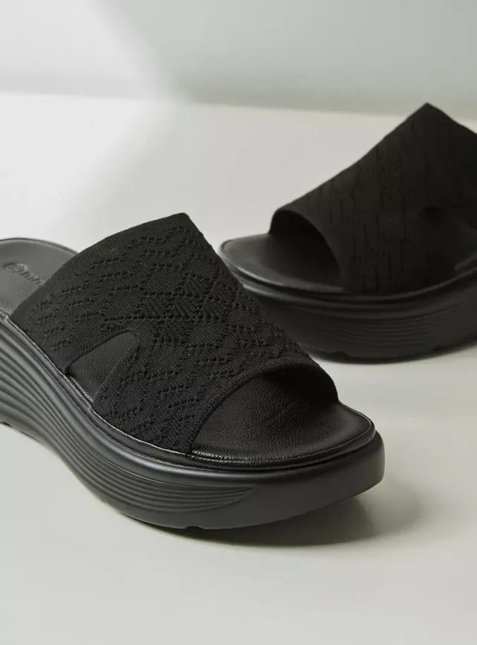 Textured Slip-On Comfort Sandals-3