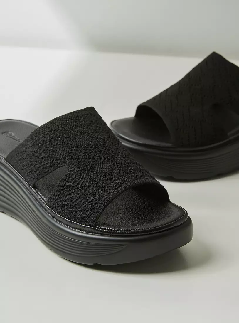 Textured Slip-On Comfort Sandals-3